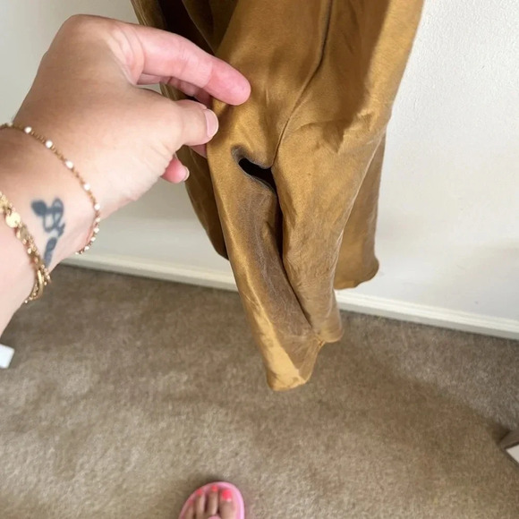 Banana Republic mustard yellow Divine silk one shoulder midi dress size small - Picture 5 of 8